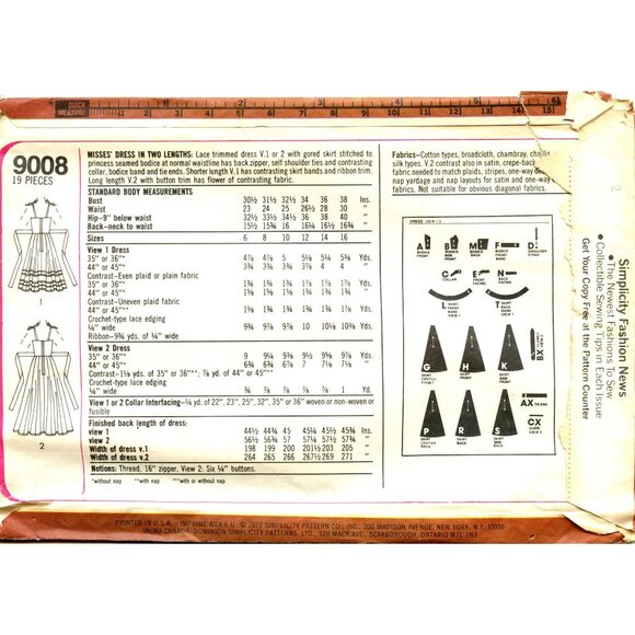 Simplicity 9008 Misses Designer Dress Pattern Size 10 Gunne Sax Jessica Uncut - Picture 2 of 5